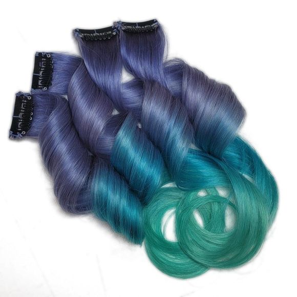 Unicorn Periwinkle Ombre Double Drawn Clip in Real Remy Human Hair Extensions